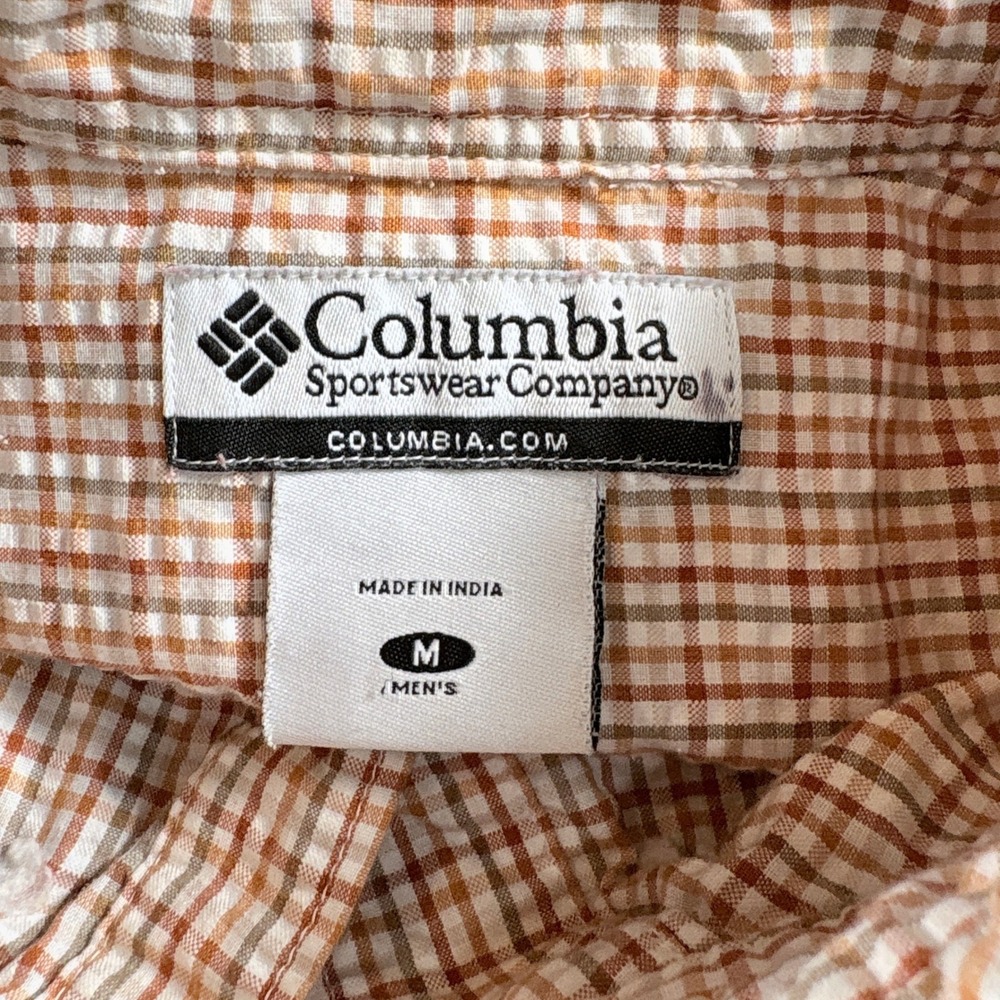 Columbia Mens Short Sleeve Plaid Button Down Shirt Ribbed Fabric Size M - Picture 6 of 7